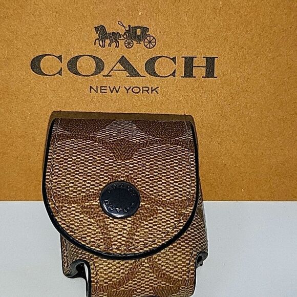 COACH Leather Earbud Airpod 1 & 2 Gen Case - Picture 1 of 2